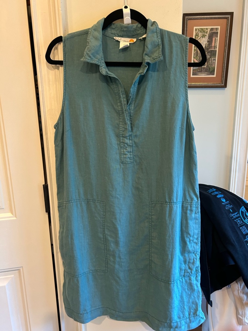 C&C California Relaxed dress in Teal Green. Linen. Classic.